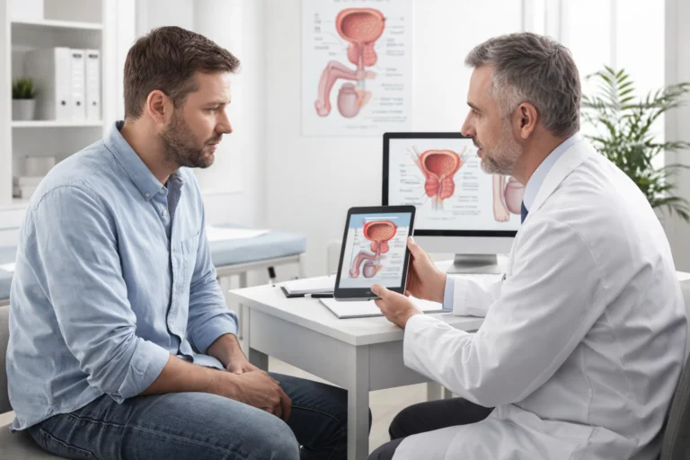 Hombre caminando al aire libre como hábito saludable para la próstata